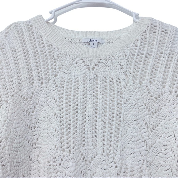 Bar lll Cotton Long Sleeve Crochet Sweater | white | Size L - Picture 3 of 10